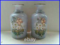 2 Antique Vintage Lavender Milk Glass Perfume Scent Bottles