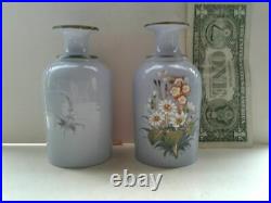2 Antique Vintage Lavender Milk Glass Perfume Scent Bottles