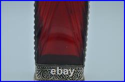 2 Handmade Moroccan Perfume Bottle Red Glass vintage collectable antique decor