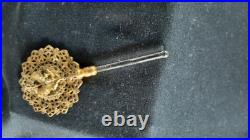 2 Stunning Vintage Filigree Brass Perfume Holder with Dabber and Bottles