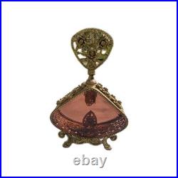 2 VTG Hollywood Regency Ornate Gold Ormolu Filigree Rose Perfume Bottles 10