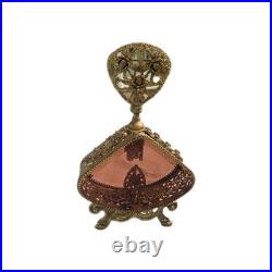 2 VTG Hollywood Regency Ornate Gold Ormolu Filigree Rose Perfume Bottles 10