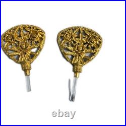 2 VTG Hollywood Regency Ornate Gold Ormolu Filigree Rose Perfume Bottles 10