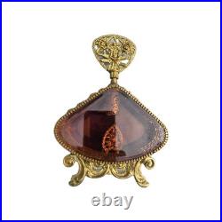 2 VTG Hollywood Regency Ornate Gold Ormolu Filigree Rose Perfume Bottles 10