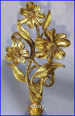 2 VTG MATSON GOLD PLATED ORMOLU FILIGREE PERFUME BOTTLE WithDAUBER & DISH SIGNED