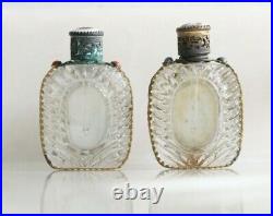 2 Vintage 1930's Czechoslavakian Filigree Porelain Portrait Perfume Bottles