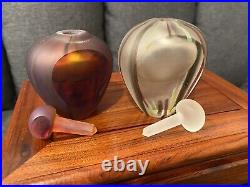 2 Vintage Andrew Shea Studio Art Glass Perfume Bottles Perfect 3 & 2.75