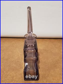 2 Vintage Art Deco Amethyst Purple Art Cut Glass Perfume Bottles Czechoslovakia