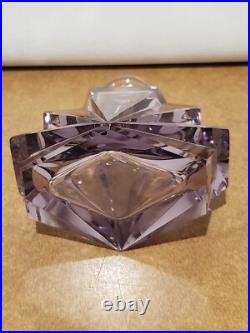 2 Vintage Art Deco Amethyst Purple Art Cut Glass Perfume Bottles Czechoslovakia