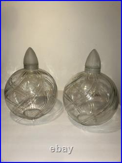 2 Vintage Clear Glass Perfume Apothecary Jars/Lids
