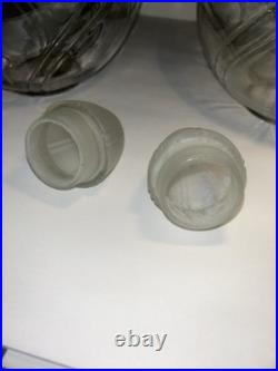 2 Vintage Clear Glass Perfume Apothecary Jars/Lids