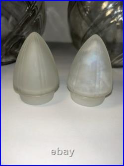 2 Vintage Clear Glass Perfume Apothecary Jars/Lids
