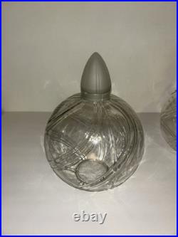 2 Vintage Clear Glass Perfume Apothecary Jars/Lids