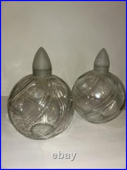2 Vintage Clear Glass Perfume Apothecary Jars/Lids