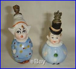 2 Vintage Figural Crown Top Perfume Bottles