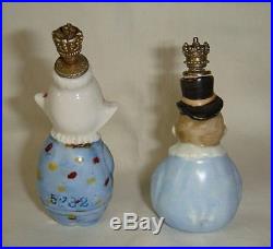 2 Vintage Figural Crown Top Perfume Bottles