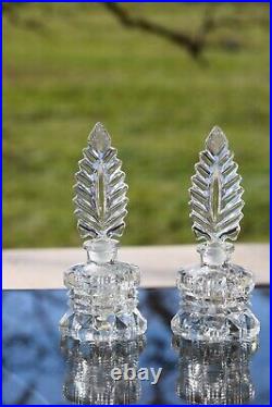 2 Vintage Glass Perfume Bottles with matching Jewelry Trinket Box, 1940's