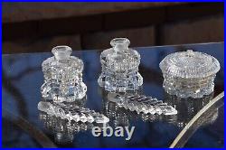 2 Vintage Glass Perfume Bottles with matching Jewelry Trinket Box, 1940's