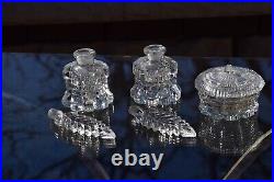 2 Vintage Glass Perfume Bottles with matching Jewelry Trinket Box, 1940's