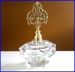 (2) Vintage Globe Filigree Perfume Bottles Glass Daubers Ormolu Pair Antique