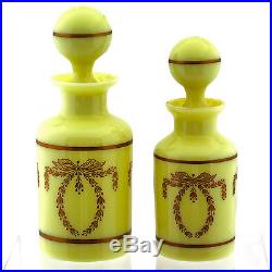2 Vintage to Antique French PV opaline glass perfume Bottles original stoppers