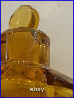 2pcs Cut Glass Amber & Clear Glass Perfume Bottles Rare Antique Vintage