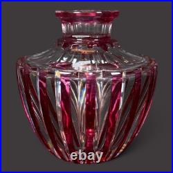 3.5 Val Saint Lambert Cranberry Cut to clear Perfume Bottle Crystall Glass VNTG