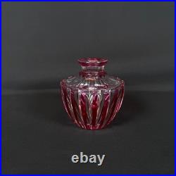 3.5 Val Saint Lambert Cranberry Cut to clear Perfume Bottle Crystall Glass VNTG