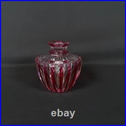 3.5 Val Saint Lambert Cranberry Cut to clear Perfume Bottle Crystall Glass VNTG