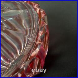 3.5 Val Saint Lambert Cranberry Cut to clear Perfume Bottle Crystall Glass VNTG