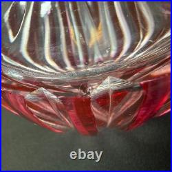 3.5 Val Saint Lambert Cranberry Cut to clear Perfume Bottle Crystall Glass VNTG