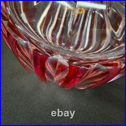 3.5 Val Saint Lambert Cranberry Cut to clear Perfume Bottle Crystall Glass VNTG