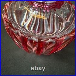 3.5 Val Saint Lambert Cranberry Cut to clear Perfume Bottle Crystall Glass VNTG 3.5 Val Saint Lambert Cranberry Cut to clear Perfume Bottle Crystall Glass VNTG