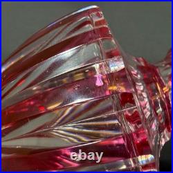 3.5 Val Saint Lambert Cranberry Cut to clear Perfume Bottle Crystall Glass VNTG