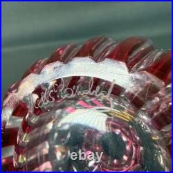 3.5 Val Saint Lambert Cranberry Cut to clear Perfume Bottle Crystall Glass VNTG