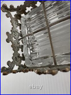 3 Pc Vintage Ormolu Vanity Set Perfume Bottles & Powder Jar Hollywood Regency