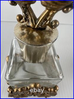 3 Pc Vintage Ormolu Vanity Set Perfume Bottles & Powder Jar Hollywood Regency