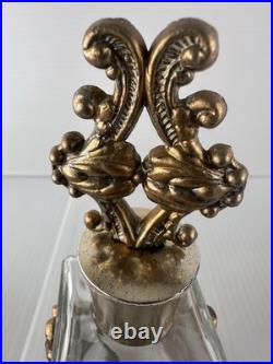 3 Pc Vintage Ormolu Vanity Set Perfume Bottles & Powder Jar Hollywood Regency