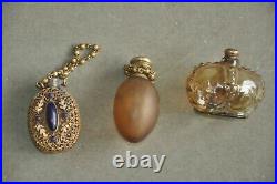 3 Pc Vintage Oval/Egg, Round & Crown Shape Unique Glass Perfume Bottles