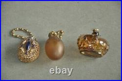 3 Pc Vintage Oval/Egg, Round & Crown Shape Unique Glass Perfume Bottles