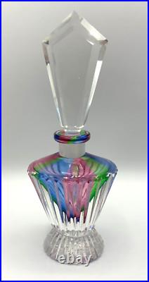 3 Rainbow Glass Crystal Perfume Bottles West Germany Bohemian Art Deco Vintage
