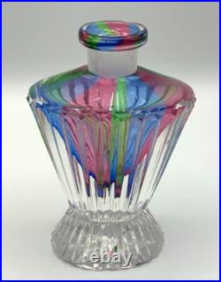 3 Rainbow Glass Crystal Perfume Bottles West Germany Bohemian Art Deco Vintage