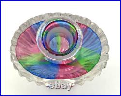 3 Rainbow Glass Crystal Perfume Bottles West Germany Bohemian Art Deco Vintage