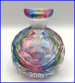 3 Rainbow Glass Crystal Perfume Bottles West Germany Bohemian Art Deco Vintage