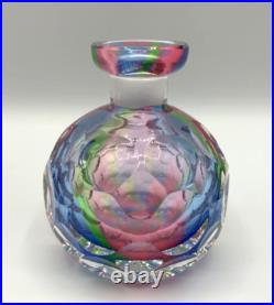 3 Rainbow Glass Crystal Perfume Bottles West Germany Bohemian Art Deco Vintage