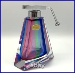 3 Rainbow Glass Crystal Perfume Bottles West Germany Bohemian Art Deco Vintage