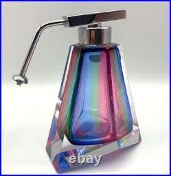 3 Rainbow Glass Crystal Perfume Bottles West Germany Bohemian Art Deco Vintage