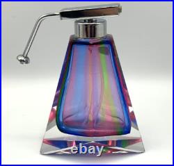 3 Rainbow Glass Crystal Perfume Bottles West Germany Bohemian Art Deco Vintage
