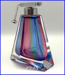 3 Rainbow Glass Crystal Perfume Bottles West Germany Bohemian Art Deco Vintage