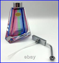 3 Rainbow Glass Crystal Perfume Bottles West Germany Bohemian Art Deco Vintage